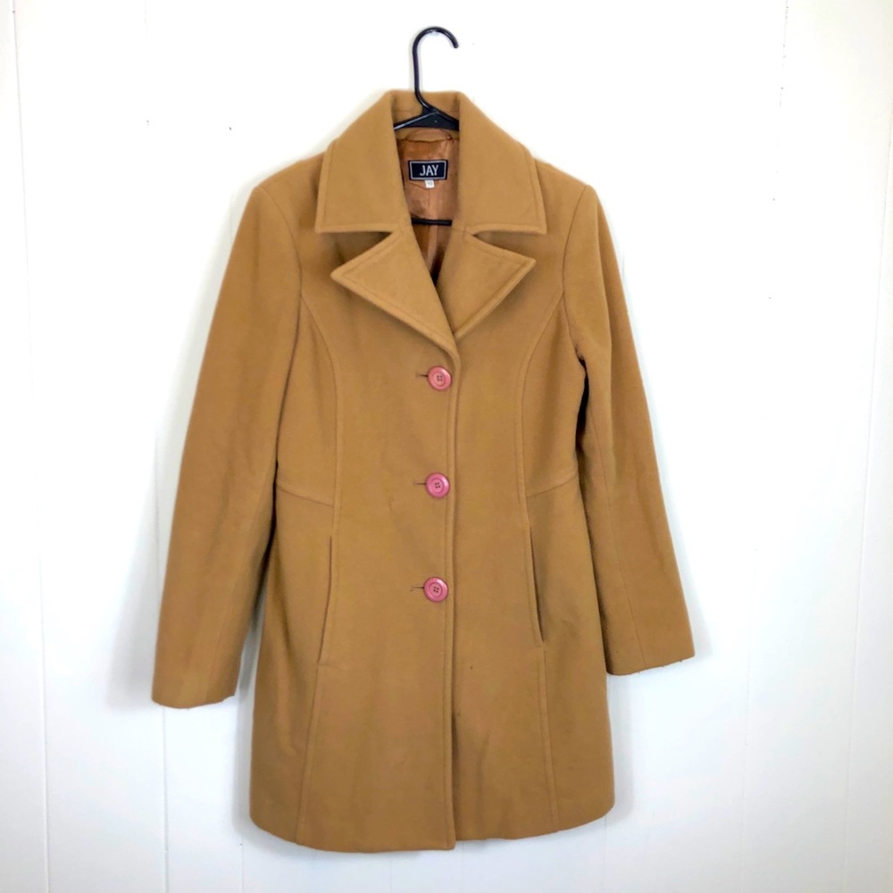 Jay‎ Wool Cashmere Mid Length Camel Coat Sz 10